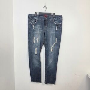 Torrid Dark Wash Distressed‎ Skinny Y2K Going Out Stretch Mid Rise Jeans Size 18